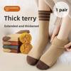 Женские флисовые утолщенные гольфы до середины икры в полоску для тепла осенью и зимой, ретро махровые послеродовые носки