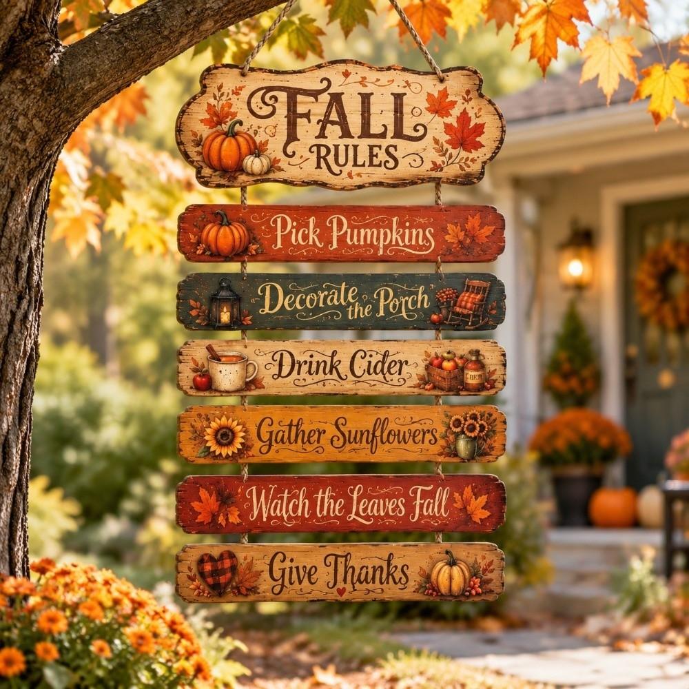 2D Flat Autumn Harvest Sign Halloween Fall Theme Wall Hanging Plaque Home Decor