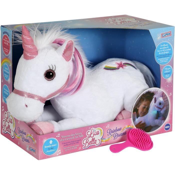 Gipsy Toys - Lica Bella Féerique Et Lumineuse - Peluche Licorne Interactive - 35 cm - Blanc - Rose