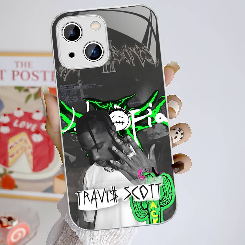 Чехол из закаленного стекла с изображением Трэвиса Скотта для iPhone 14 13 12 Mini 11 Pro XS Max X XR 14 Plus