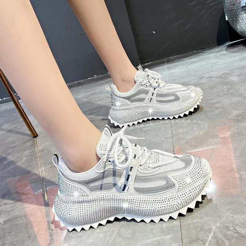 High Appearance Level Full of Star Rhinestones Foreign Style Comfortable Non-slip Breathable Sports Wear-resistant Women's Shoes
