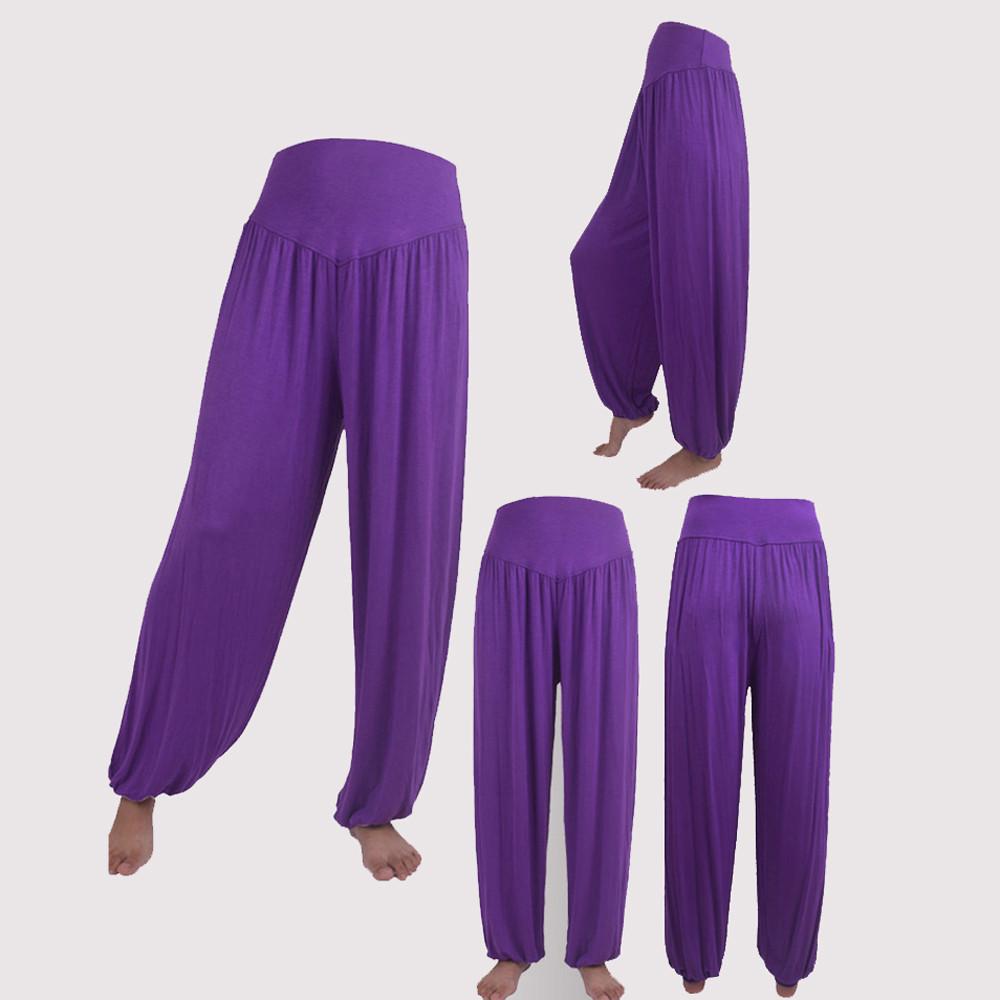(Ekool)Womens Elastic Loose Casual Cotton Soft Yoga Sports Dance Harem Pants