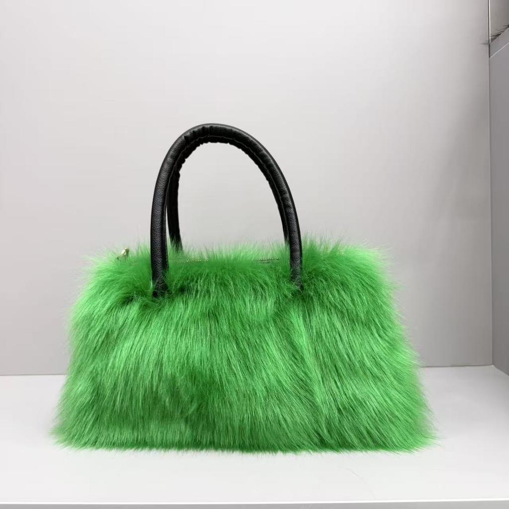 JIAERDI Hot Girl Vintage Plush Tote Bag Women Large Capacity Faux Fur Handbag Fashion Y2k Aesthetics Crossbody Bag Chic 2025 New