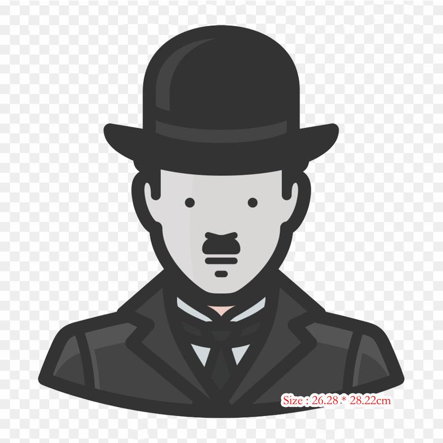 Charlie Chaplin Icon Computer Icons Tramp The Life Of Iron On Heat Transfer Printing Vinyl Patches Sticker for Clothes DIY Appliques Washable Patches