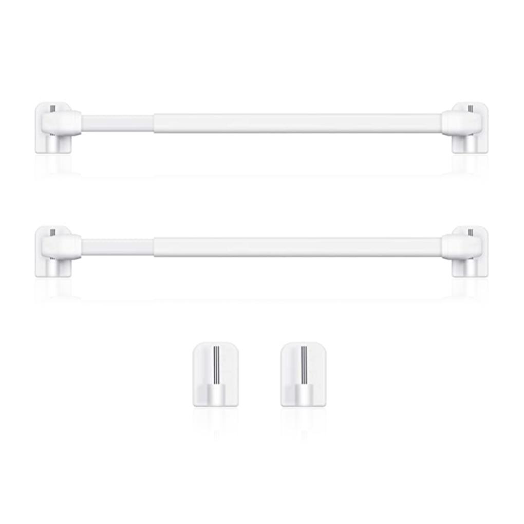 2 Pieces Curtain Rod Extendable Bracket Pole Without Drilling Household Hanging Rods with Hooks for Home Bathroom Hotel
