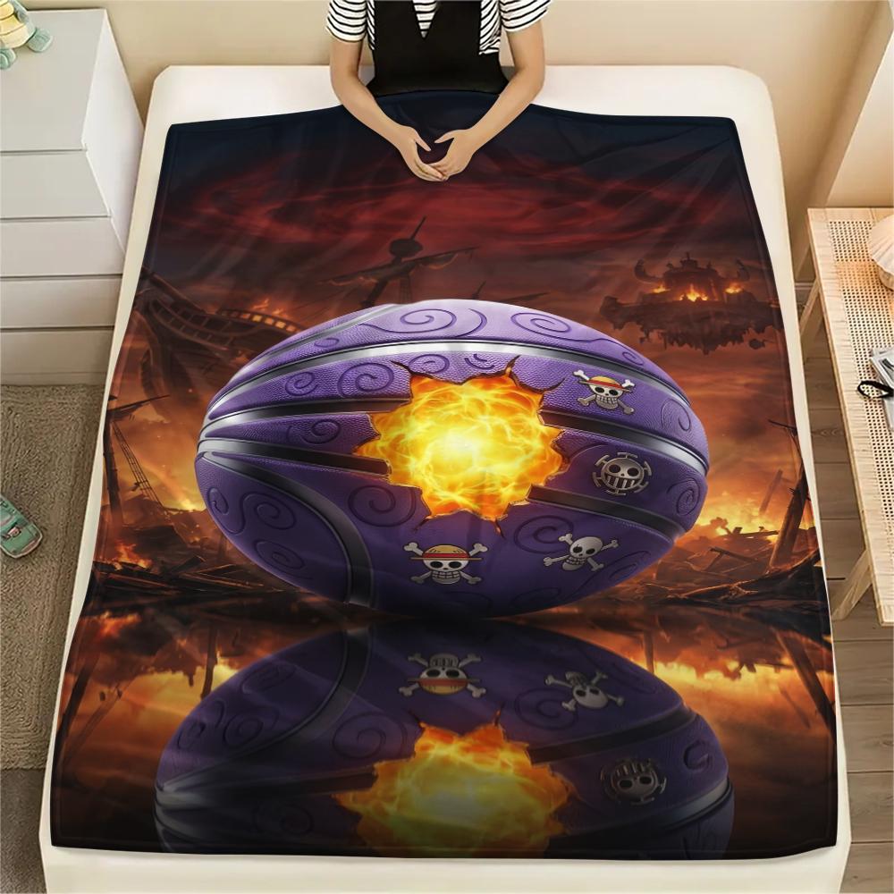 One Piece Anime Print Flannel Blanket Warm Soft Throw for Sofa Bed Chair Travel Picnic Comfortable Bedroom Decor Luffy-Xin