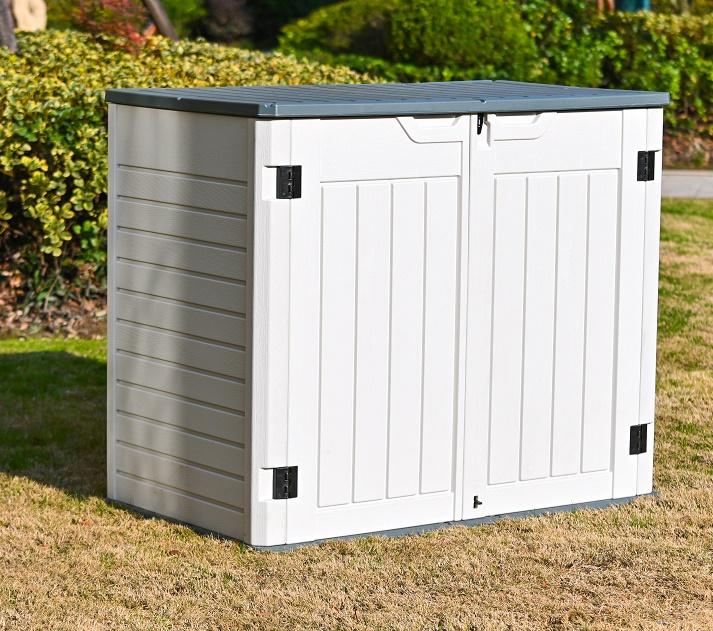 Outdoor Wooden Style Trash Can Rubbish Bin Storage Shed with Lid