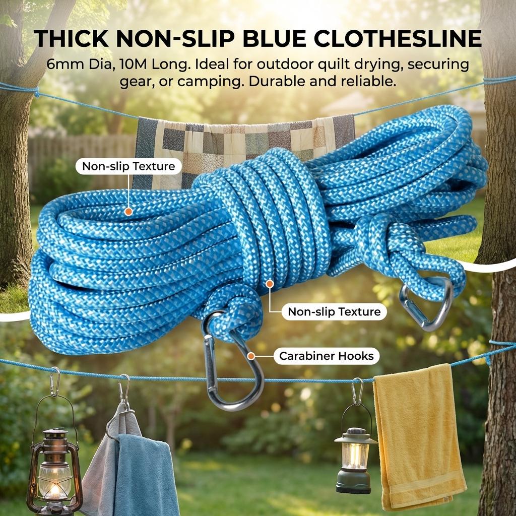 Heavy Duty Anti Slip Clothesline for Outdoor Use Durable Fiber Rope with Multiple Sizes