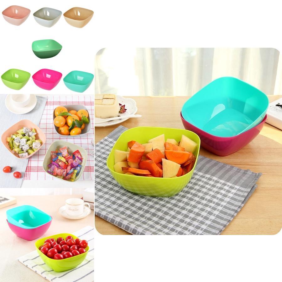 Универсальная квадратная фруктовая тарелка из пищевого пластика, красочная сервировочная миска, конфетница