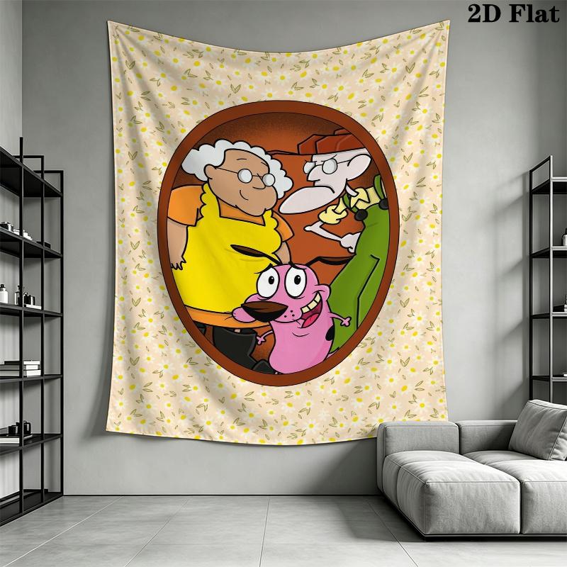 Courage the Cowardly Dog Wall Tapestry Aesthetic Wall Hanging Printed Fabric Blanket Decorative Tapestries for Bedroom Living Room Home Decor