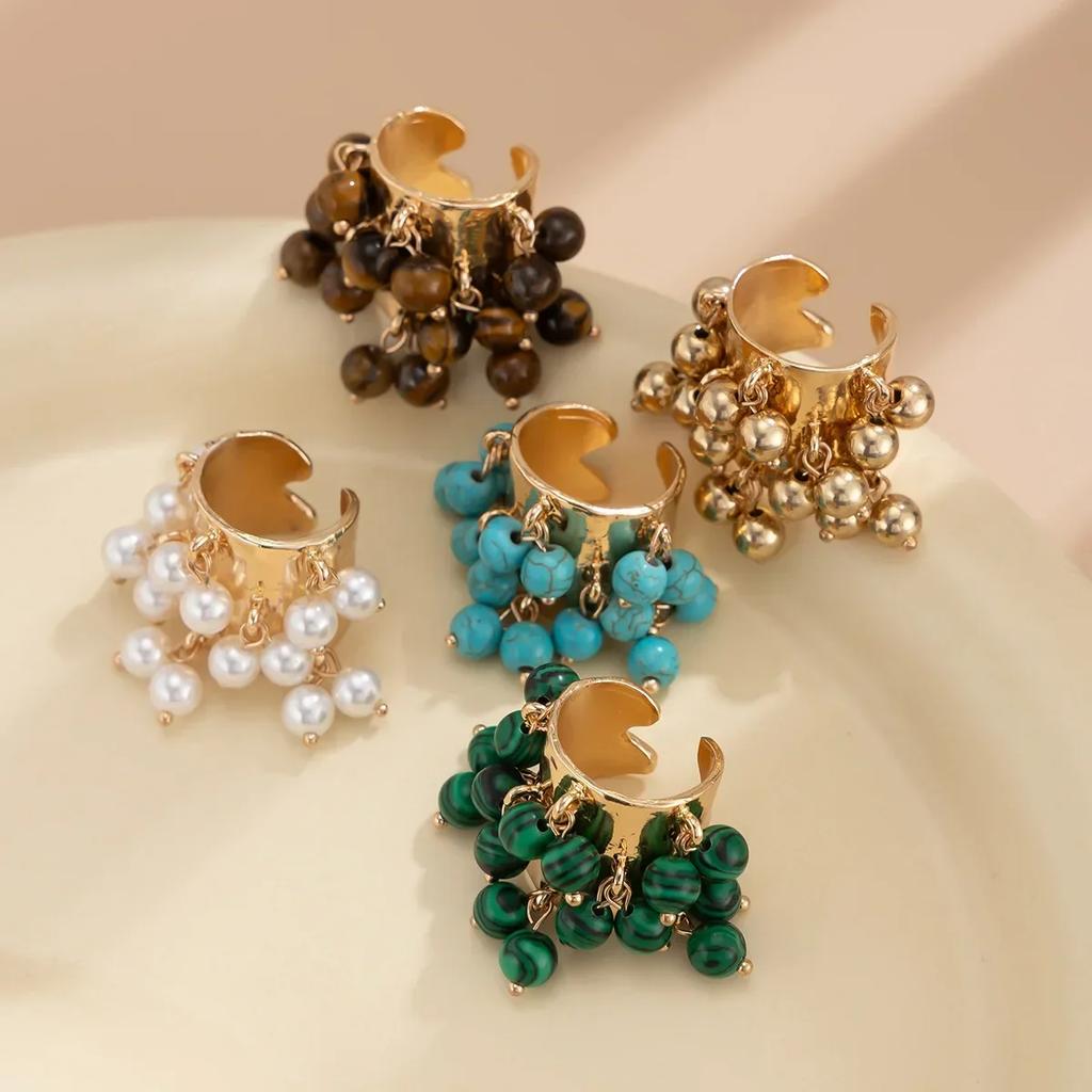 Винтажное ожерелье с несколькими подвесками из натурального камня и кисточками, кольцо с открытой шинкой, женское преувеличенное кольцо-сердце с бусинами, свадебная вечеринка, бохо-украшения