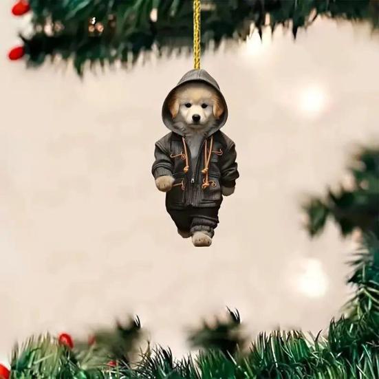 Cartoon Dog Acrylic Hanging Decoration Home Indoor Christmas Tree Car Rearview Mirror 2D Flat Puppy Man Hanging Ornament Animal Pendant