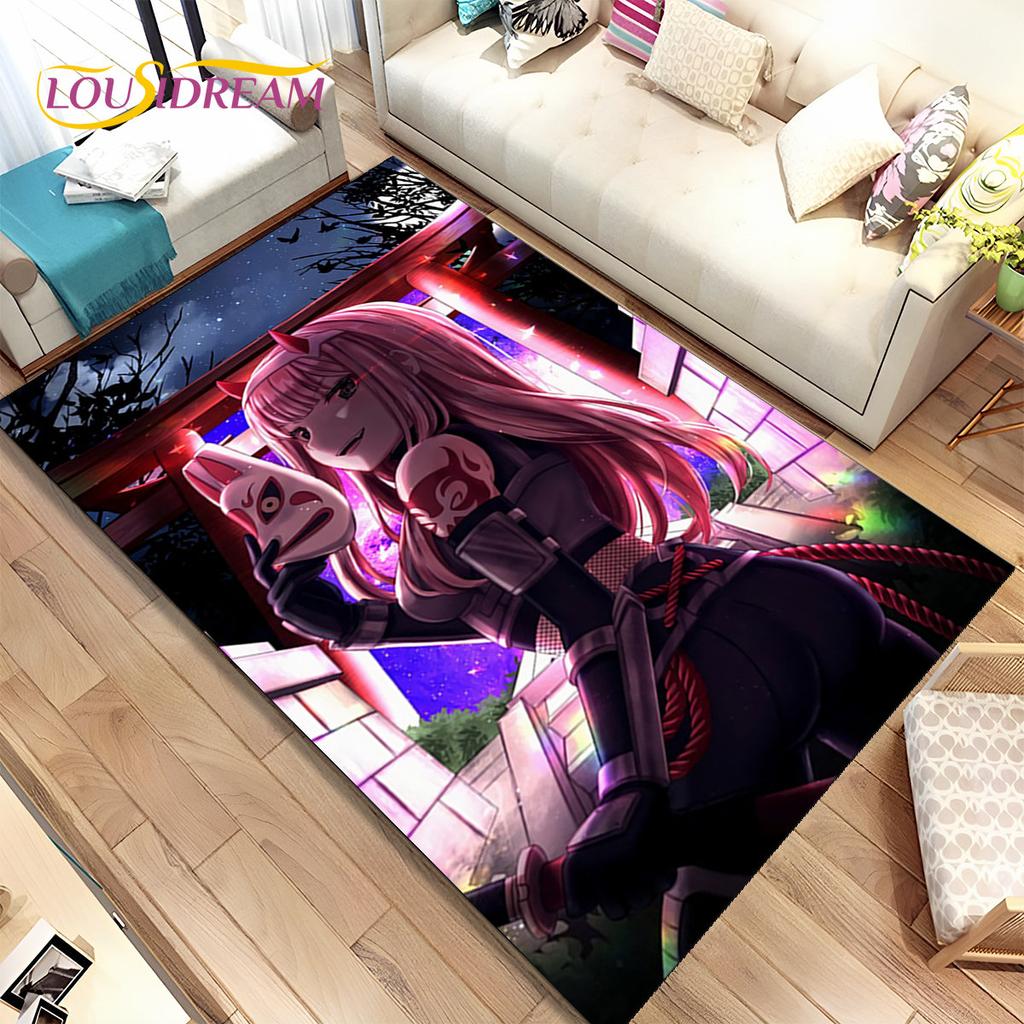 Аниме Zero Two DARLING In The FRANXX Коврик, Коврик для гостиной, спальни, дивана, коврик для двери, детский нескользящий напольный коврик