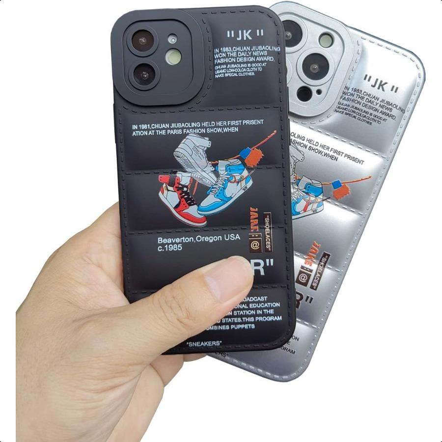 Ins Off Sports Shoes Brand Puffer Phone Case Compatible with Cool iPhone 11 Case 6.1 Funny Sneakers White Label Graphics Aesthe