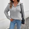 Womens Cable Knit Cardigan Zip Up Collared Long Sleeve Vintage Sweater Loose Open Front Coats