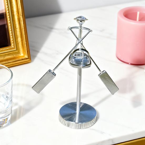 Фигурка Балансирующий Рыбак Кинетическая Скульптура Металлическая Балансирующая Скульптура Рыбака для Декора Дома и Рабочего Места Игрушка для Снятия Стресса