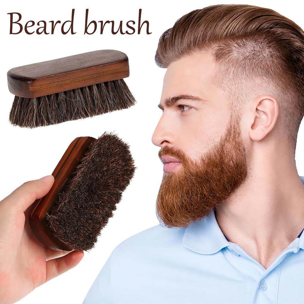 Мужская щетка для бороды из натурального конского волоса, помазок для бритья усов, щетка для волос на лице, деревянная ручка