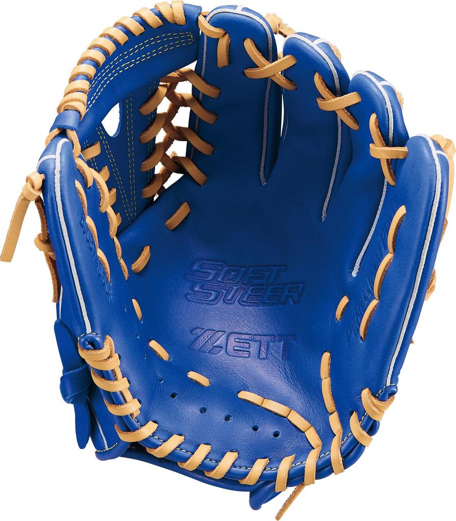 ZETT Youth Baseball Soft Navy X Pastel Brown Size BJGB74550F Glove, Steer, All-Around, Left-Handed Throw, (2532), LL,