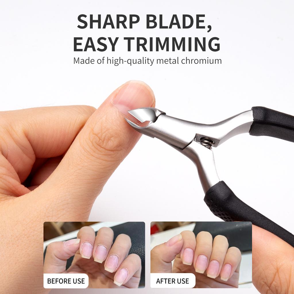 Маникюрные ножницы для кутикулы Силиконовая нескользящая ручка Кусачки для кутикулы Обрезание краев ногтей Заусенцы Ножницы для омертвевшей кожи Инструменты для нейл-арта