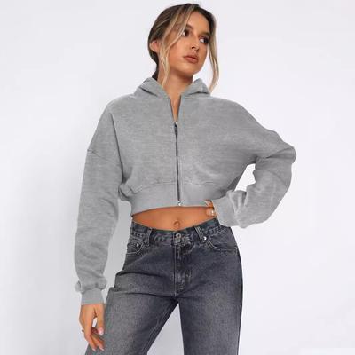 Женская короткая свободная толстовка с капюшоном на осень и зиму с длинным рукавом