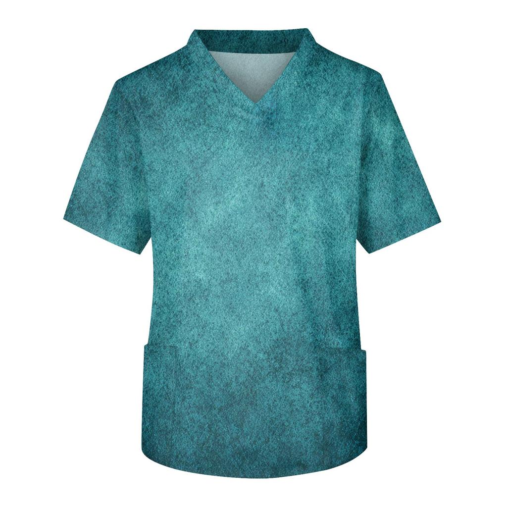 Мужская рабочая блузка с короткими рукавами и v-образным вырезом с принтом, топ с нагрудным карманом