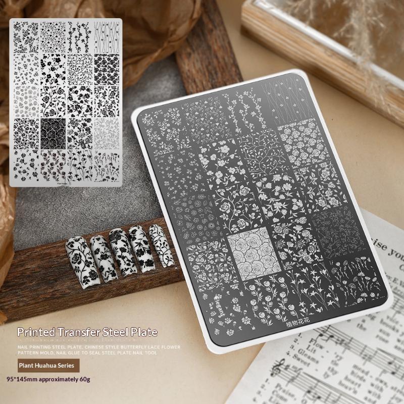 Nail Stamping Plate 1Pc Durable Stainless Steel Multi Design Nail Printing Tool for Manicure Lovers Home Use