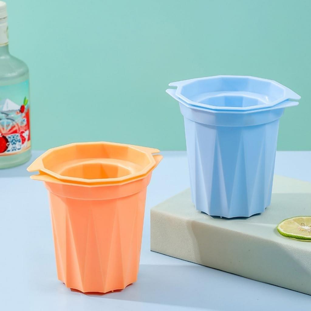 Ice Cup Mold Ice Cup Maker Freeze Drink Cup Silicone Mould Tray Kitchen Refrigerator Ice Cup Mold, 2PCS