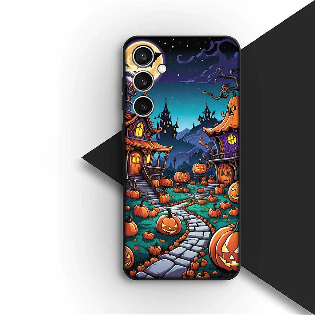 Чехол для телефона Little Ghost With H-Halloweens Pumpkin для Samsung Galaxy S25 S24 S23 FE Ultra Plus S7 Edge S25+ S23+ A56 5G