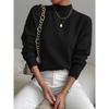 Solid Color Loose Knit Top Semi High Neck Pullover Long Sleeved Sweater Women Autumn and Winter