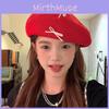 Красный Берет Бант Шляпа Художника Защита от УФ Дышащая Женский Стиль Легкий