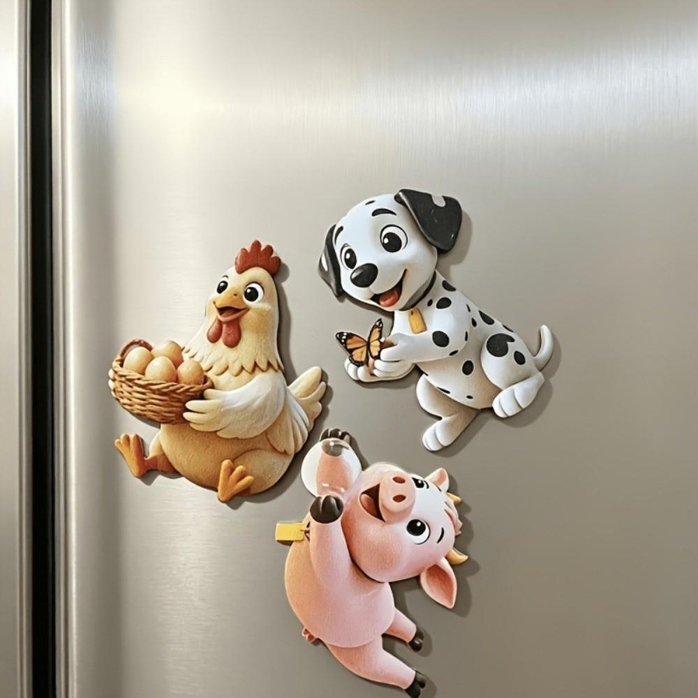 6pcs Acrylic Magnetic Refrigerator Stickers Rabbit Cartoon Animal Magnets Kids Room