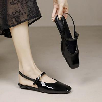 Женские туфли-лодочки с квадратным носком из мягкой кожи, сандалии с ремешком на пряжке, повседневные, для вечеринки, на низком каблуке