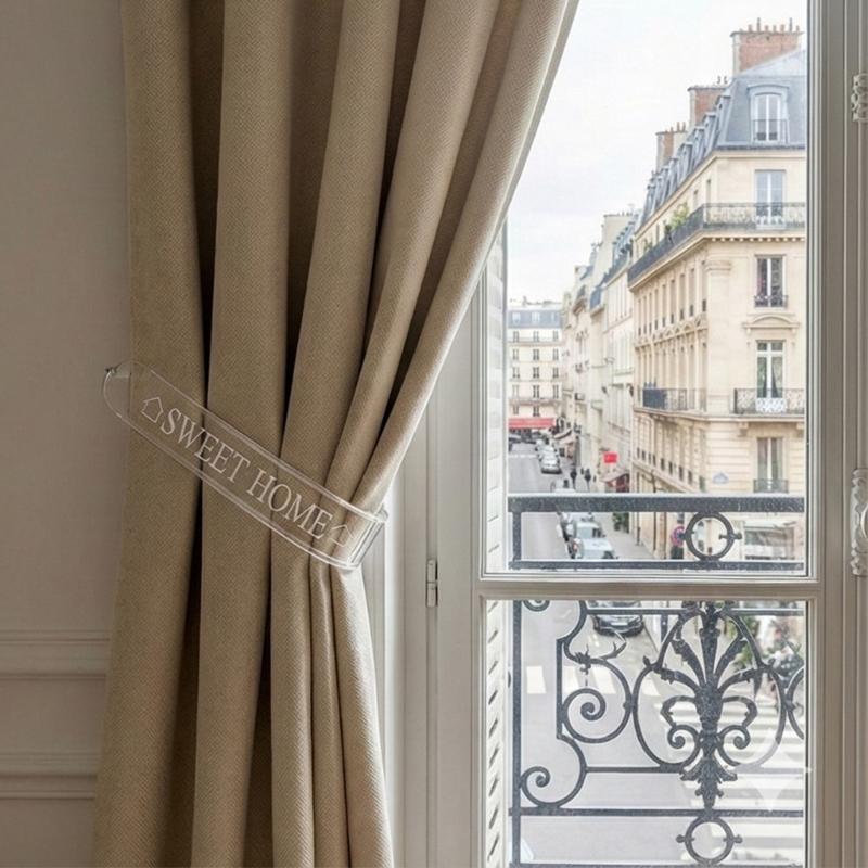 Set Of 2 Clear Acrylic Curtain Holders Wall Mountable Hooks Window Drapery Tiebacks Holdbacks For Curtain Organization