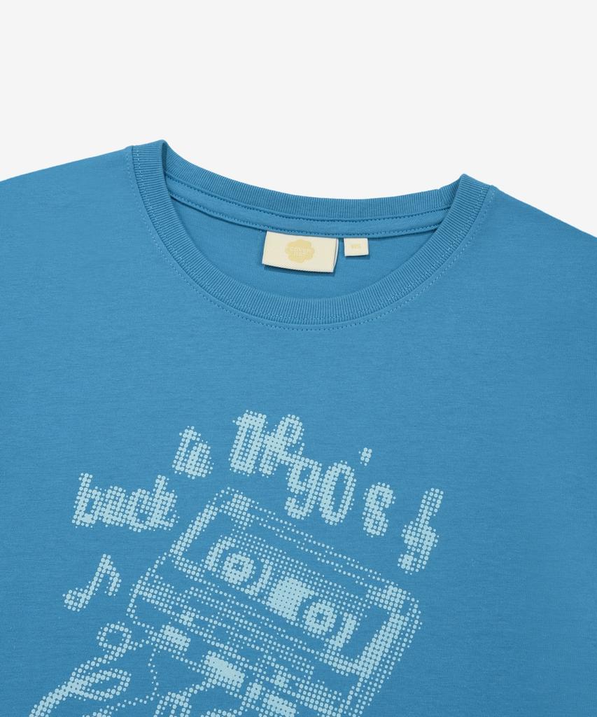 COVERNAT WOMAN Crop Fit Cassette Graphic T-Shirt Blue