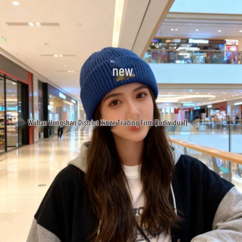 Корейская шерстяная унисекс вязаная шапка бини MLB - Вышивка логотипа NY, Теплая для осени и зимы, Стиль M0726