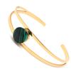 [Q2562] - Designer Steel Bracelet 'Boho' Green Malachite Gold - 65 Mm - 12 Mm