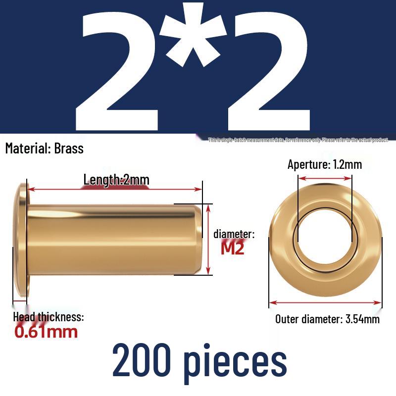 Pure Brass Hollow Rivets & Copper Eyelets Fasteners M1.3–M5