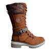Autumn and Winter Women's High-top Long Tube Belt Buckle Wool Mouth Lace-up Martin Boots Boots