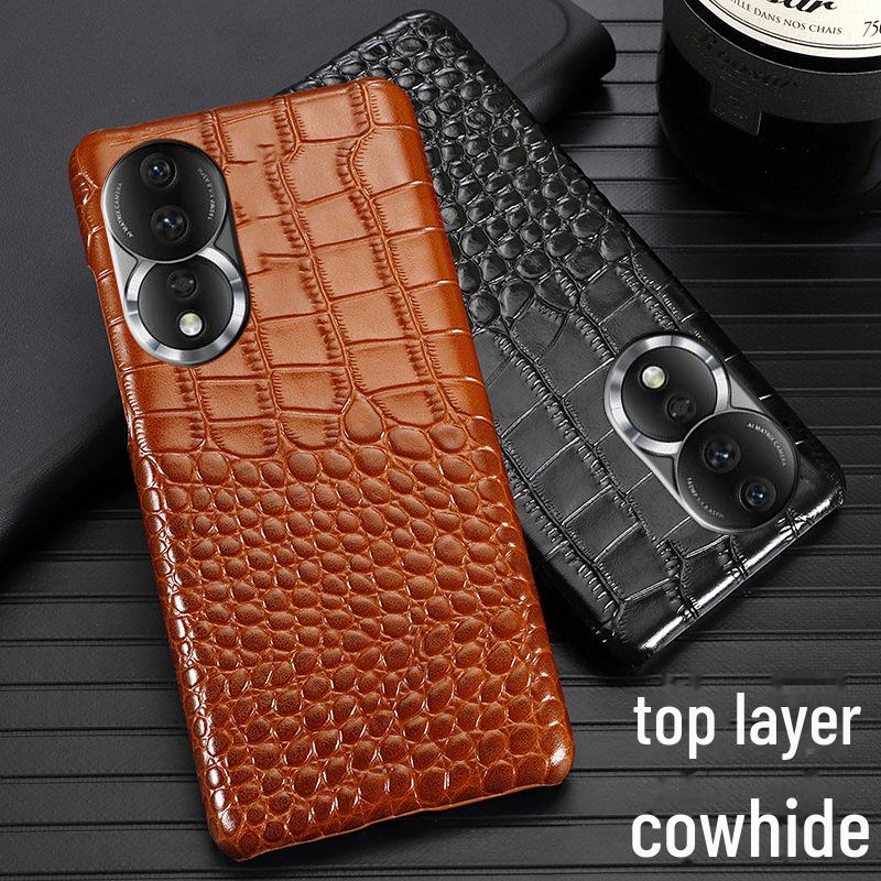 Чехол Honor 80 Series из воловьей кожи с крокодиловым узором: Премиальная защита для вашего телефона.