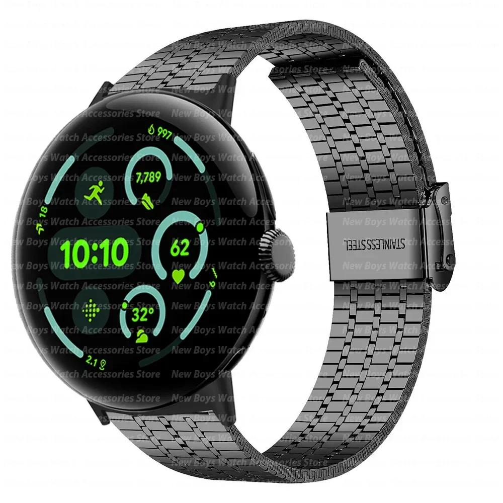 Роскошный ремешок из нержавеющей стали для Google Pixel Watch 3 45 мм Мужской ремешок Браслет Заменяемые аксессуары для Pixel 3/2/1 41 мм Ремешок