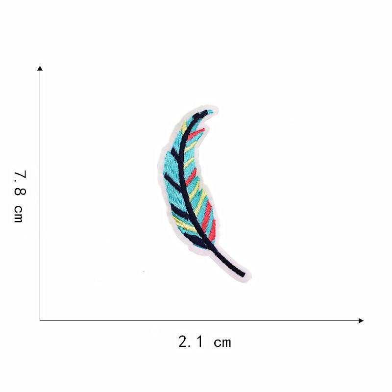 Вышитая нашивка на ткани: Дизайн перьев кактуса для ремонта одежды и брюк