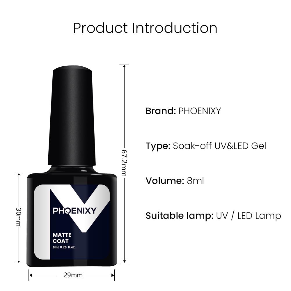 PHOENIXY 8 мл базовое верхнее покрытие матовое покрытие для сушки гель-лака инструменты для дизайна ногтей DIY принадлежности для ногтей в домашних условиях маникюрный салон