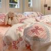 Корейские милые комплекты постельного белья для девочек Мягкая простыня Пододеяльник Наволочка Полиэстер Постельное белье Полуторный Двуспальный Полный размер Комплект пододеяльника