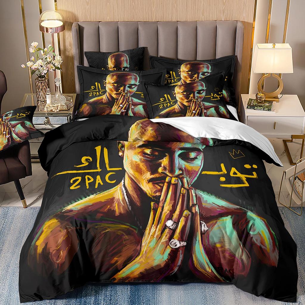 3D printRapper Tupac 2Pac Bedding Sets Duvet Cover Pillowcase Adult Boy Girl Bedroom Decoration Children Single Double Size Gift