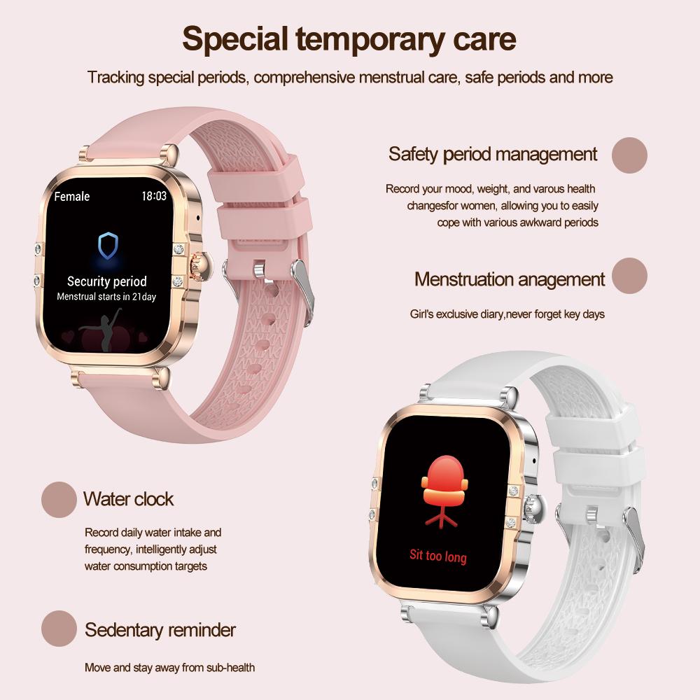 SACOSDING 2025 женские умные часы Bluetooth Call 1,75-дюймовый сенсорный экран умные часы для женщин мониторинг здоровья IP68 водонепроницаемый фитнес
