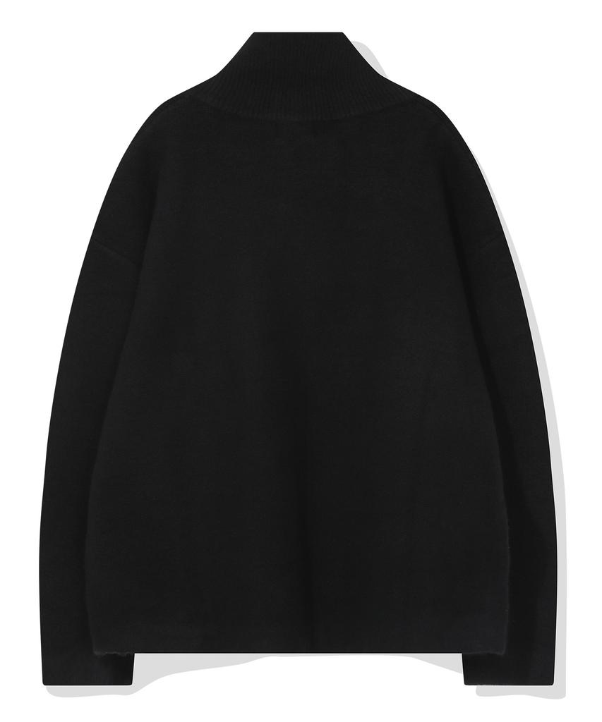 BEENTRILL Essential Turtleneck Two-Way Knit Zip-Up (Black)