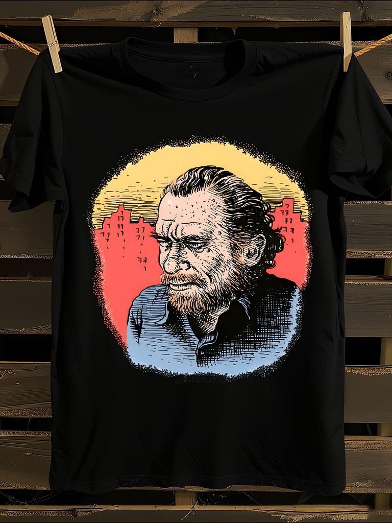 Vintage Robert Crumb Bukowski Graphic T-Shirt Mens Tshirt Womens Tshirts with Letters Print Short Sleeves T-Shirt Casual Street Tee Shirt Top