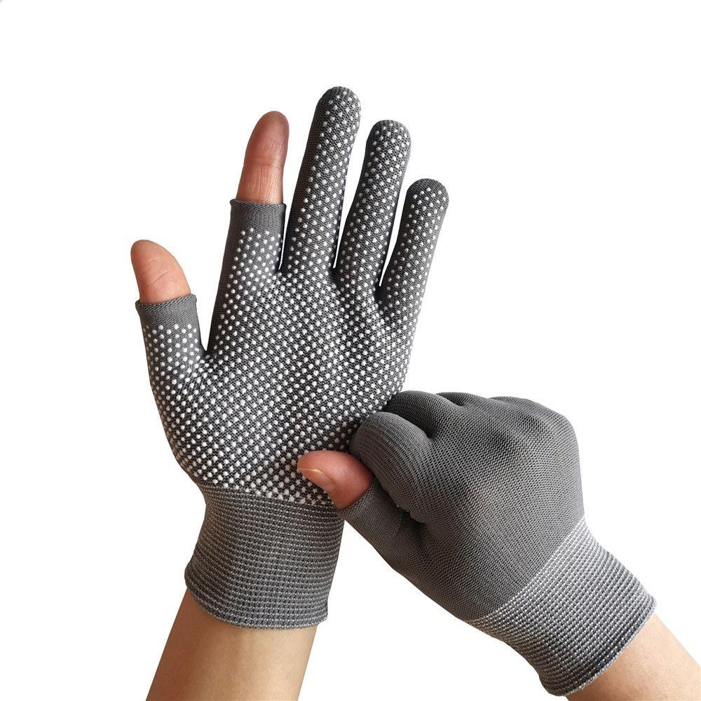 Sunscreen Sports Sun Protection Driving Biking Mittens Two Half Fingers Anti-Slip Fishing Gloves