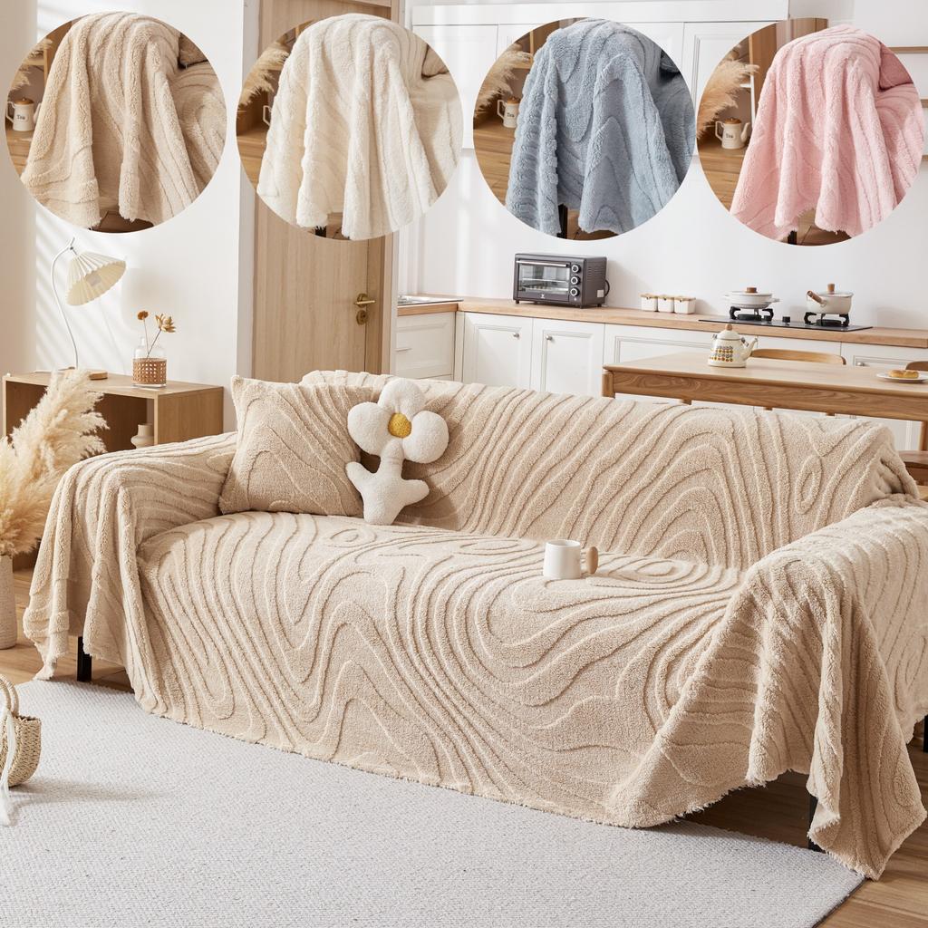 Узор из жаккардового флиса с рисунком из колец роста, мягкое, утолщенное, универсальное одеяло для гостиной, постельное белье, теплое полотенце