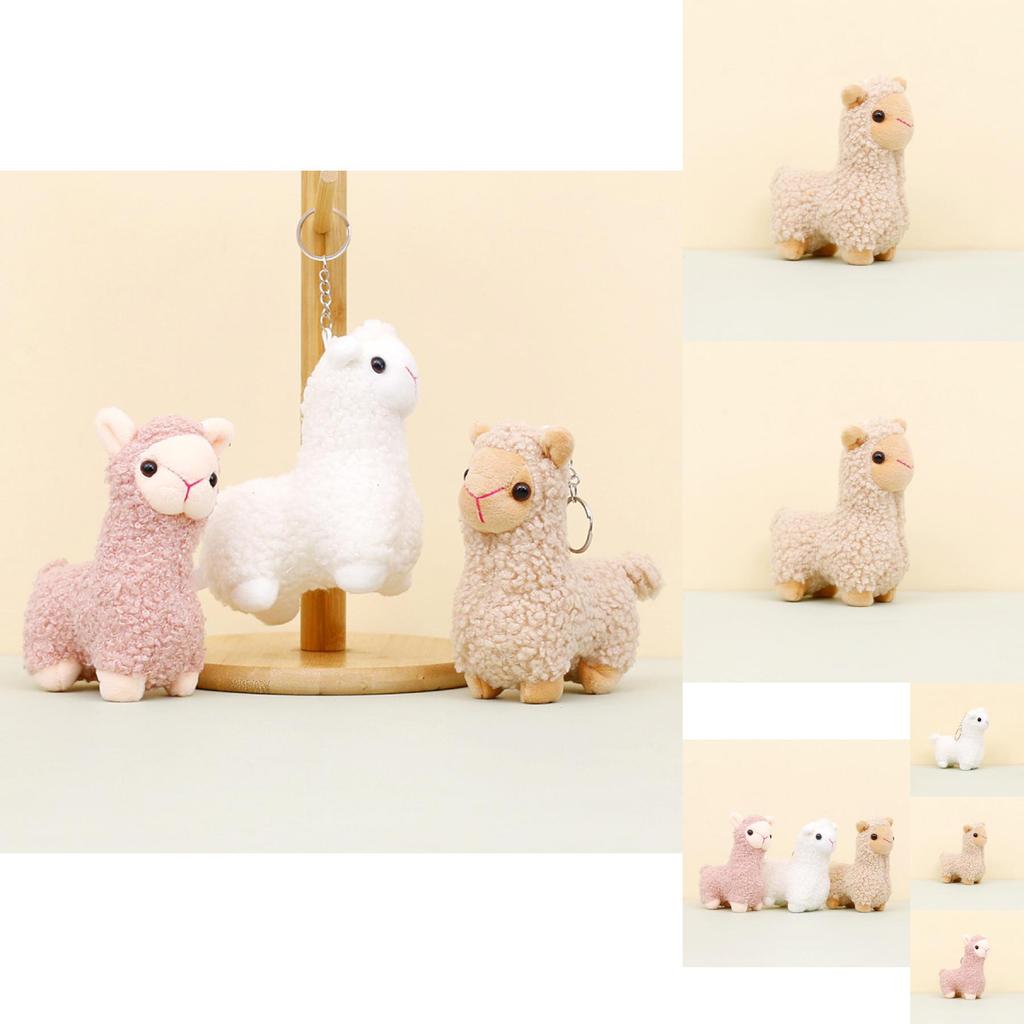 Sweet Cartoon Llama Keychain Soft Plush Toy With Pp Cotton Filling 12cm